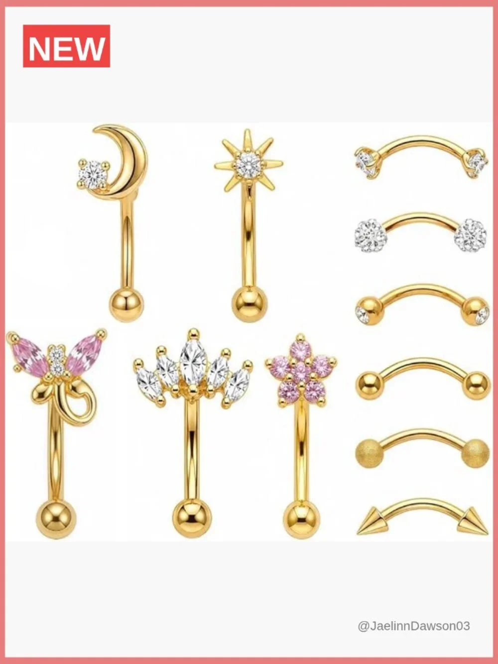 11Pcs 16G Curved Barbell Piercing Set Eyebrow Rook Daith Tragus Jewelry